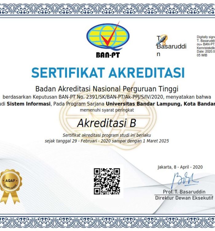 Akreditasi Prodi Sistem Informasi
