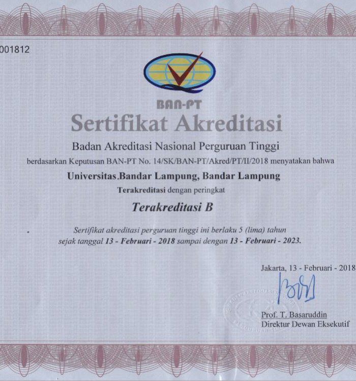 Akreditasi PT Universitas Bandar Lampung